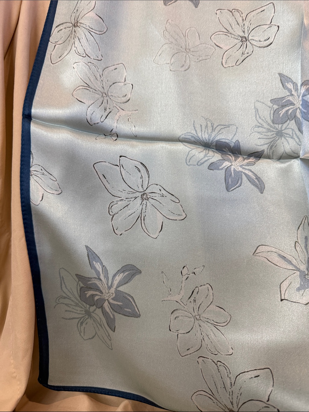100 Silk Scarf Blue Floral 100 Silk Scarf Blue Floral
